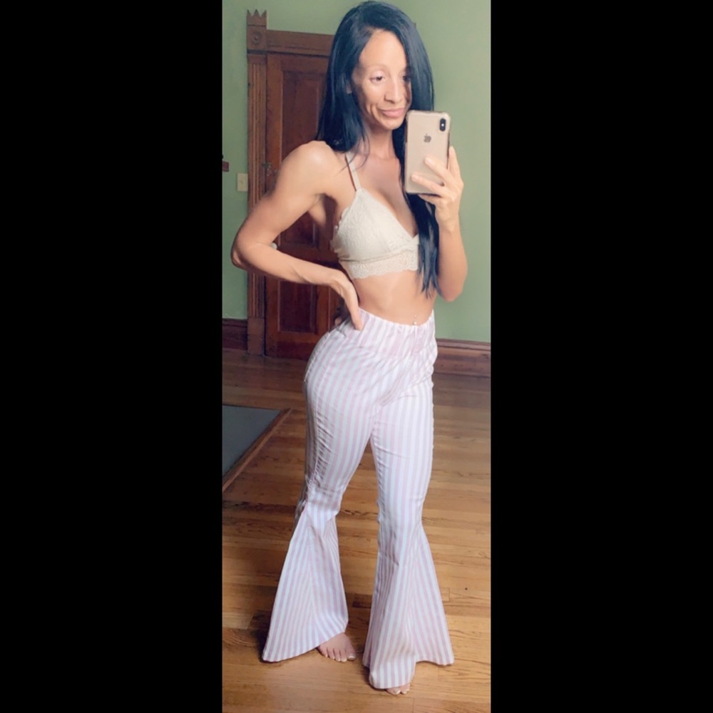 High-Waisted Striped Flared Pants